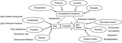 The Key Factors for the Fate and Transport of Petroleum Hydrocarbons in Soil With Related in/ex Situ Measurement Methods: An Overview